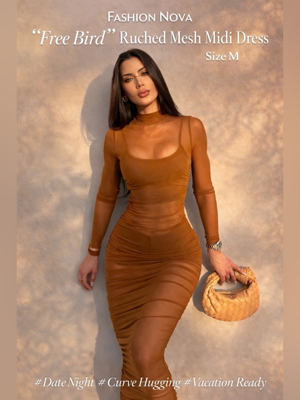 Fashion Nova Free Bird Midi Dress Brown Size M